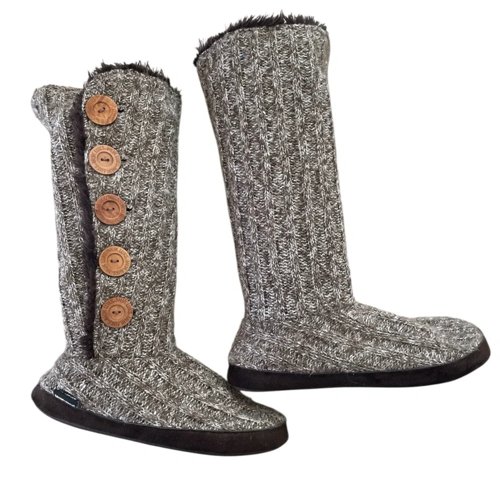 Muk Luks Women’s Malena Slouch Boots Brown Flat Heel Warm and Cozy XL
